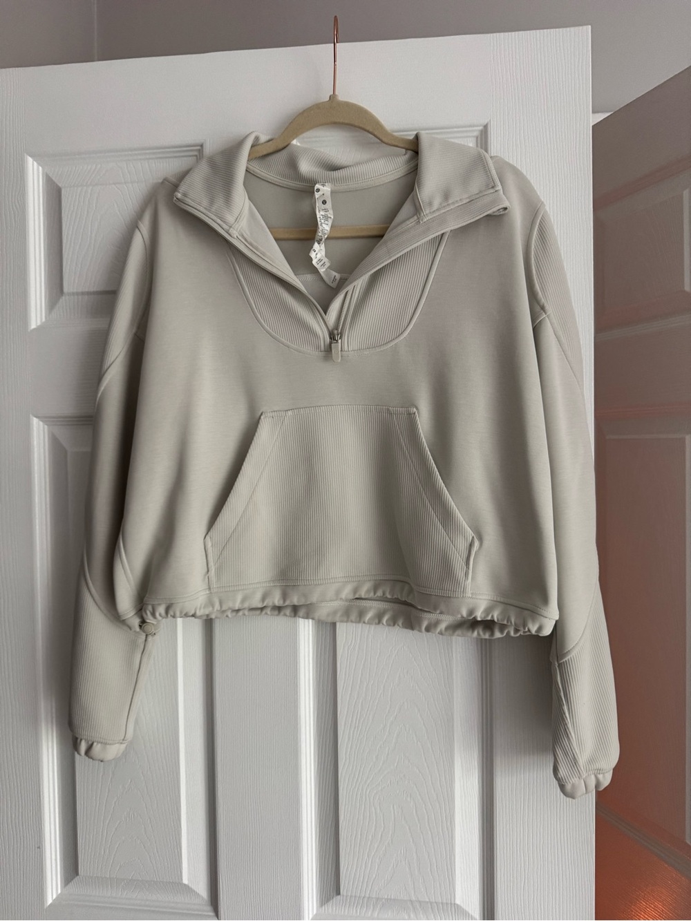 Lululemon brushed softstreme half zip in bone